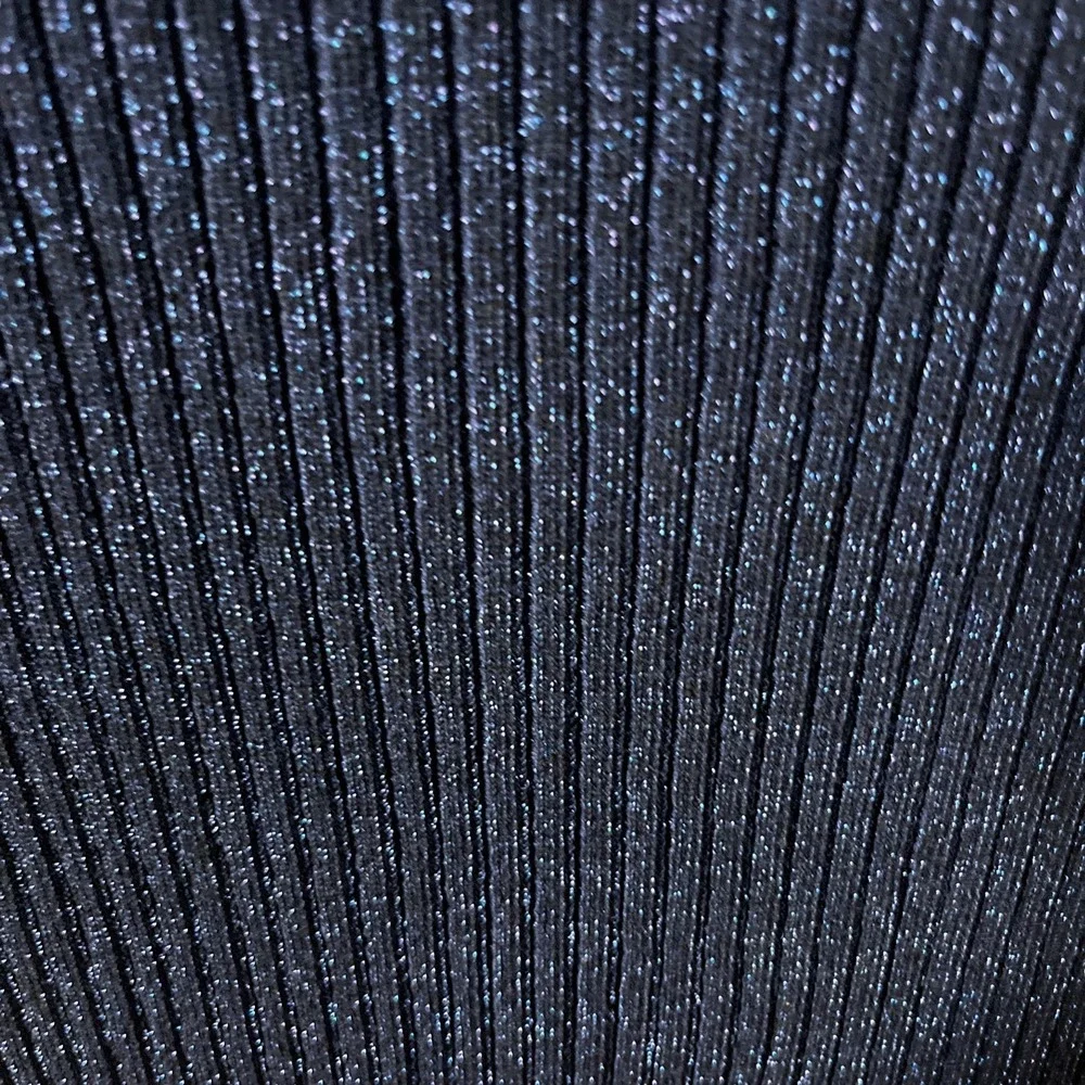 Milly Metallic Stardust Ribbed Sweater Dress XS Navy Blue Siren Celeb Style